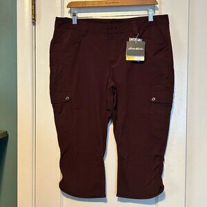 Eddie Bauer New Women's Hiking Capri Pants in Burgundy 12 petite